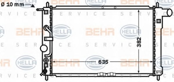 BEHR HELLA SERVICE 8MK376767331 Радиатор охлаждения двигателя BEHR HELLA SERVICE для DAEWOO