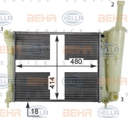 BEHR HELLA SERVICE 8MK376790051 Радиатор охлаждения двигателя для FORD KA