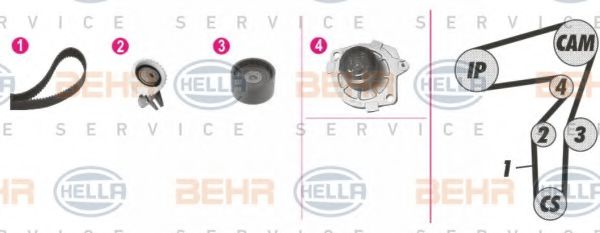 BEHR HELLA SERVICE 8MP376812811 Комплект ГРМ для FIAT MULTIPLA