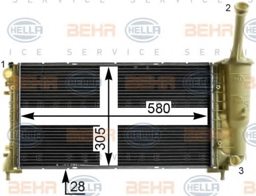 BEHR HELLA SERVICE 8MK376900271 Радиатор охлаждения двигателя BEHR HELLA SERVICE для LANCIA