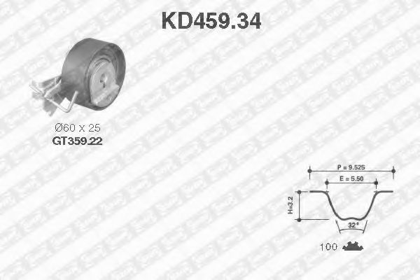 SNR KD45934 Комплект ГРМ для PEUGEOT 206