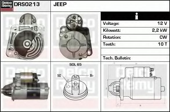 DELCO REMY DRS0213 Стартер DELCO REMY для JEEP