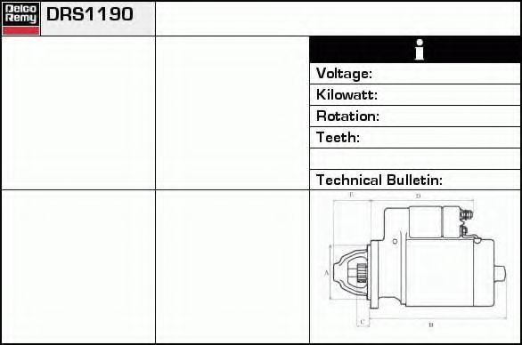 DELCO REMY DRS1190 Стартер DELCO REMY DRS1190 Стартер