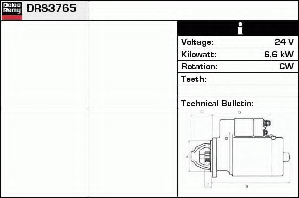 DELCO REMY DRS3765 Стартер 