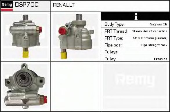 DELCO REMY DSP700 Насос гидроусилителя руля DELCO REMY для RENAULT