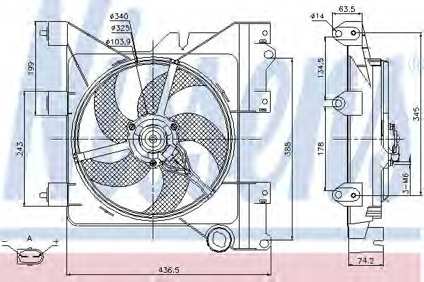 NISSENS 85316 Вентилятор системы охлаждения двигателя для CITROEN