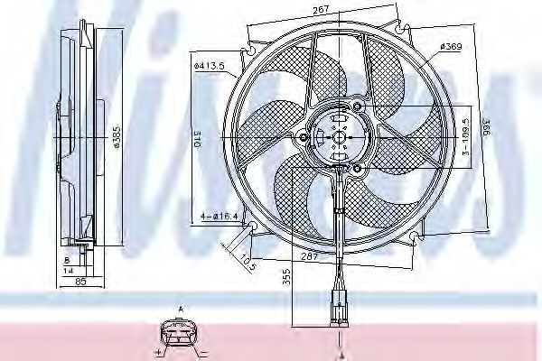 NISSENS 85561 Вентилятор системы охлаждения двигателя для CITROEN