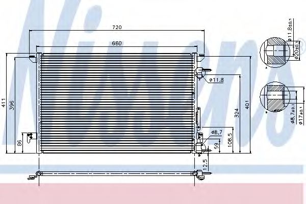 NISSENS 94597 Радиатор кондиционера для SAAB