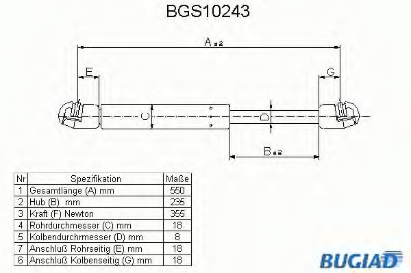BUGIAD BGS10243 Амортизатор багажника и капота для DAEWOO