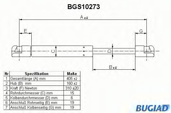 BUGIAD BGS10273 Амортизатор багажника и капота для LAND ROVER