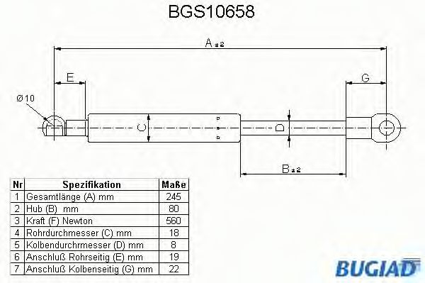 BUGIAD BGS10658 Амортизатор багажника и капота BUGIAD для BMW