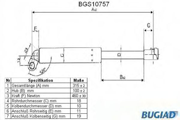 BUGIAD BGS10757 Амортизатор багажника и капота для BMW 7