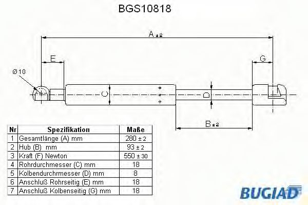 BUGIAD BGS10818 Амортизатор багажника и капота для SAAB