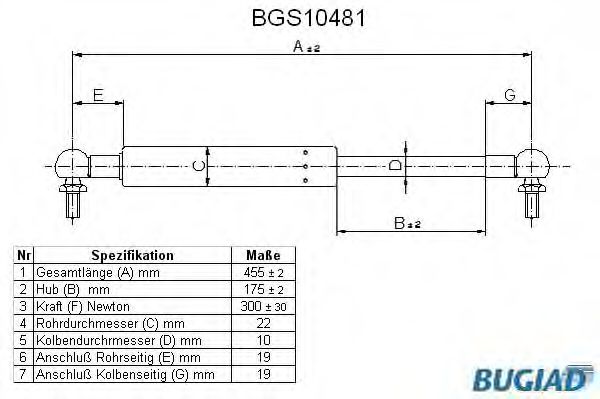 BUGIAD BGS10481 Амортизатор багажника и капота для LADA