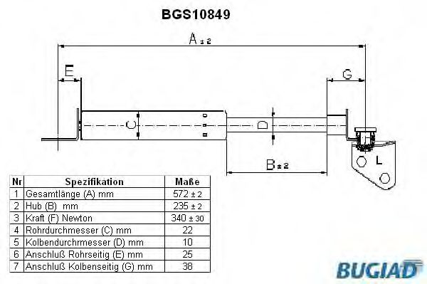 BUGIAD BGS10849 Амортизатор багажника и капота для DAIHATSU