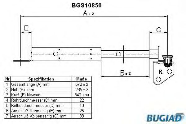 BUGIAD BGS10850 Амортизатор багажника и капота для DAIHATSU