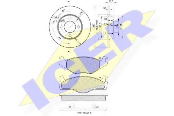 ICER 304603300 Комплект тормозов, дисковый тормозной механизм  ICER 304603300 Комплект тормозов, дисковый тормозной механизм