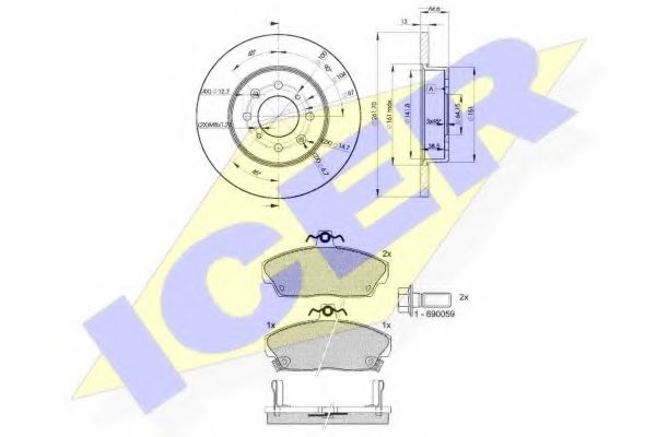 ICER 308600841 Комплект тормозов, дисковый тормозной механизм 
