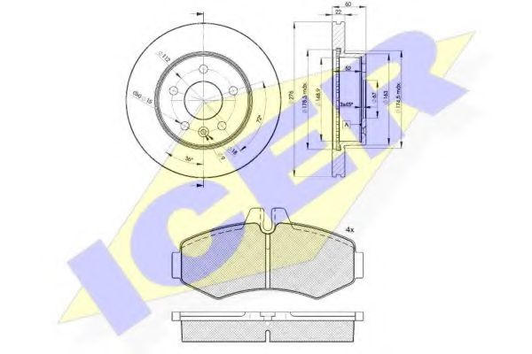 ICER 312886380 Комплект тормозов, дисковый тормозной механизм 