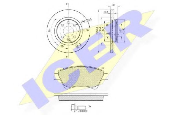 ICER 315793550 Комплект тормозов, дисковый тормозной механизм 