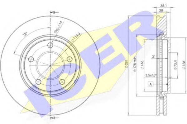 ICER 78BD30022 Тормозные диски ICER для DODGE