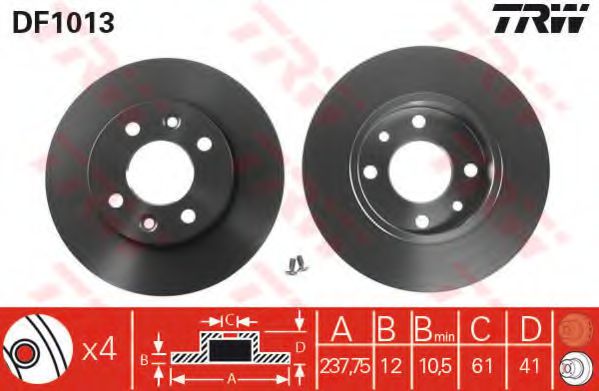 TRW DF1013 Тормозные диски для DACIA 1410