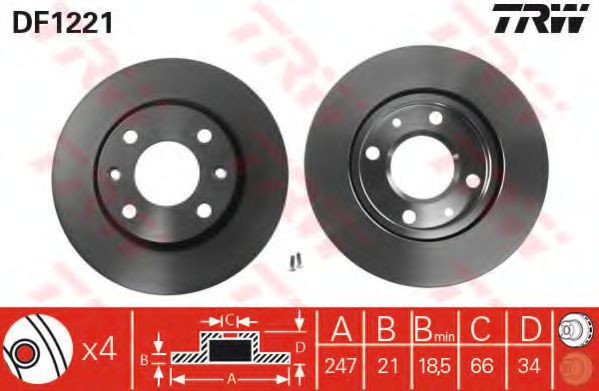 TRW DF1221 Тормозные диски для LIFAN