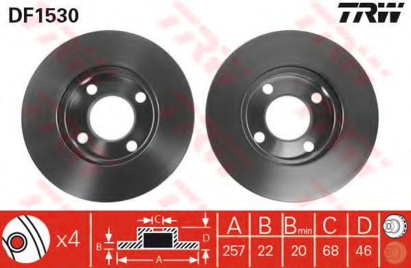 TRW DF1530 Тормозные диски TRW для AUDI
