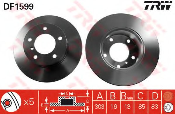 TRW DF1599 Тормозные диски для MERCEDES-BENZ G-CLASS