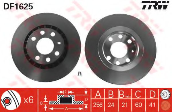 TRW DF1625 Тормозные диски для CHEVROLET LANOS