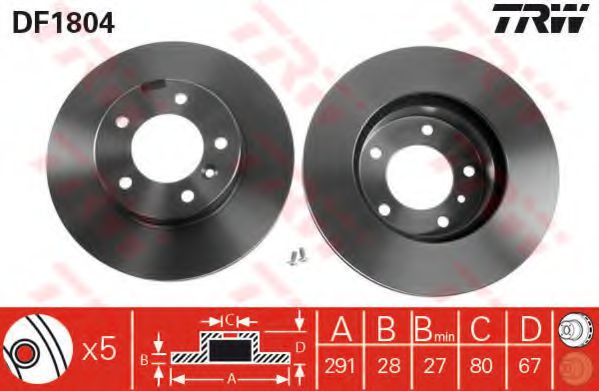 TRW DF1804 Тормозные диски для DAIMLER XJ