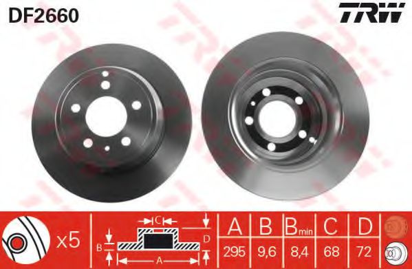 TRW DF2660 Тормозные диски для VOLVO 850