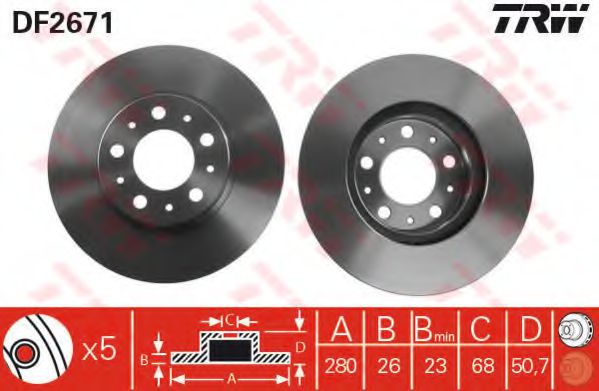 TRW DF2671 Тормозные диски для VOLVO 850
