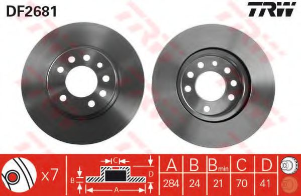TRW DF2681 Тормозные диски TRW для SAAB