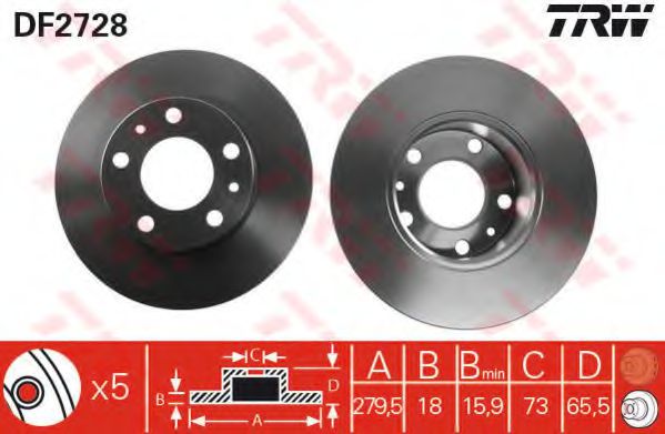 TRW DF2728 Тормозные диски для FIAT