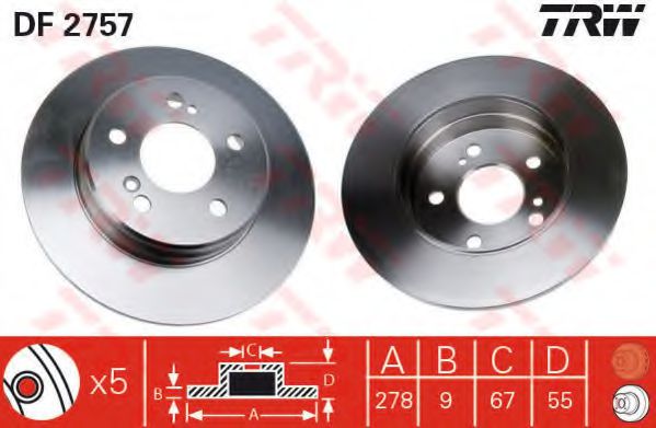 TRW DF2757 Тормозные диски для MERCEDES-BENZ CLC-CLASS