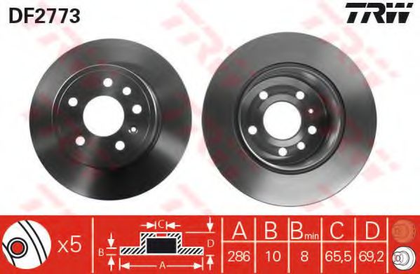 TRW DF2773 Тормозные диски для SAAB 900