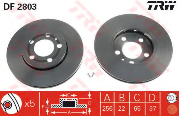 TRW DF2803 Тормозные диски для SKODA
