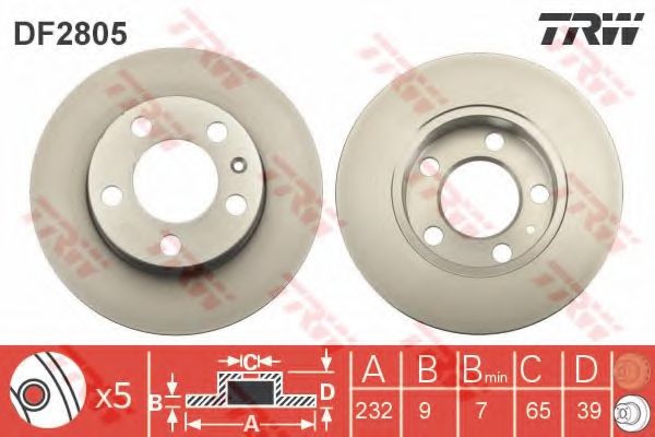 TRW DF2805 Тормозные диски для AUDI A2