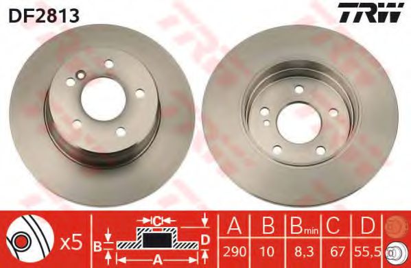 TRW DF2813 Тормозные диски для MERCEDES-BENZ CLK