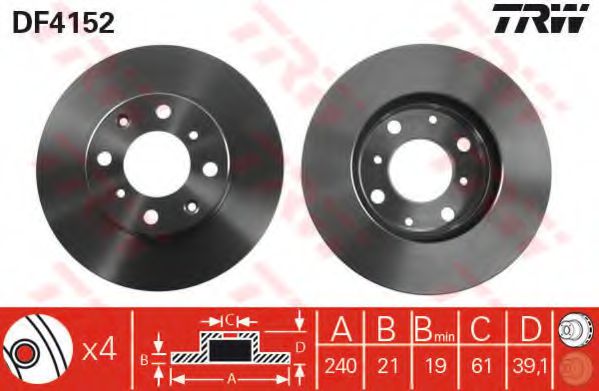 TRW DF4152 Тормозные диски для HONDA LOGO