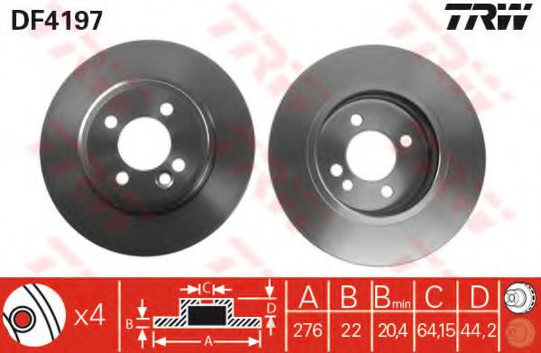 TRW DF4197 Тормозные диски для MINI