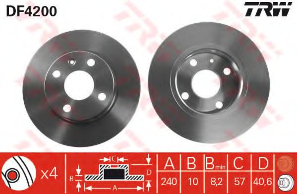 TRW DF4200 Тормозные диски для OPEL