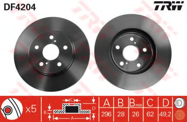 TRW DF4204 Тормозные диски для LEXUS ES