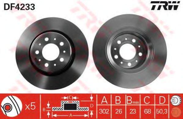 TRW DF4233 Тормозные диски для VOLVO 850