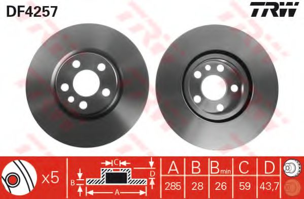 TRW DF4257 Тормозные диски для FIAT SCUDONATO