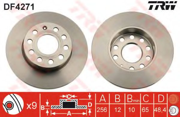 TRW DF4271 Тормозные диски для SEAT ALTEA