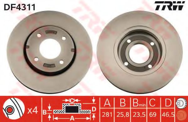 TRW DF4311 Тормозные диски для SMART