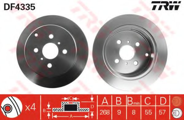 TRW DF4335 Тормозные диски для TOYOTA BB