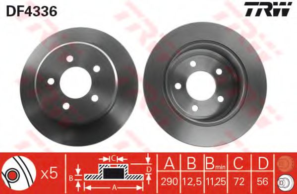 TRW DF4336 Тормозные диски для CHRYSLER